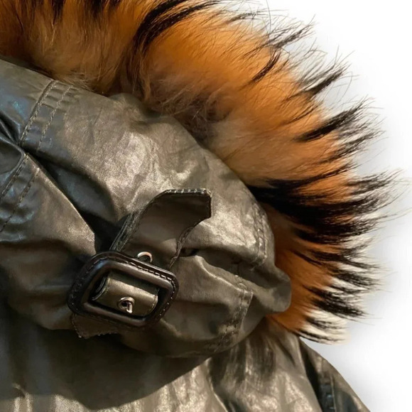 SAM. NYC Devon  Parka in Khaki Green Raccoon - Picture 7 of 16